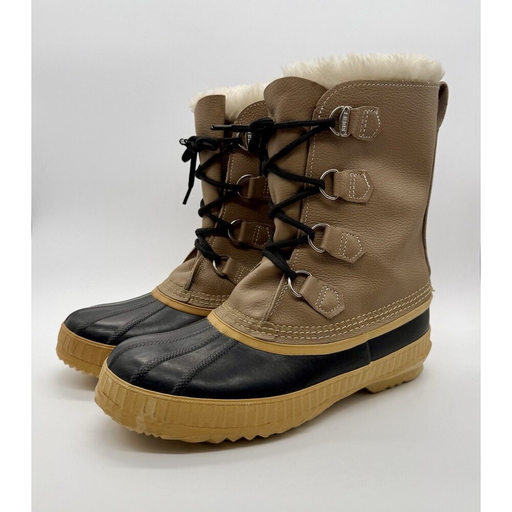 Vntg SOREL Caribou Boots Mens Sz7 Canada Made Steel Shank Synthetic Leather Snow